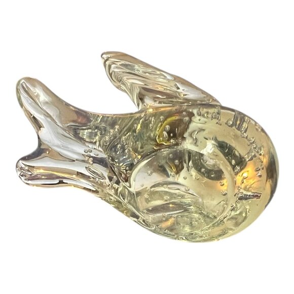 Hand Blown Clear Glass Bird Paperweight With Controlled Bubbles 2.75" Tall Decor - Picture 7 of 7